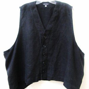 Made in England - ESKANDAR Black 100% Linen Vest, One Size, Very Good Condition